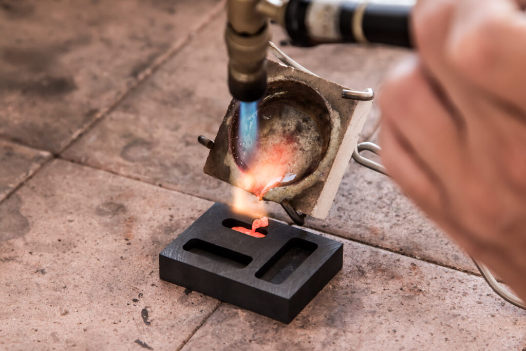 torch melting gold for jewelry